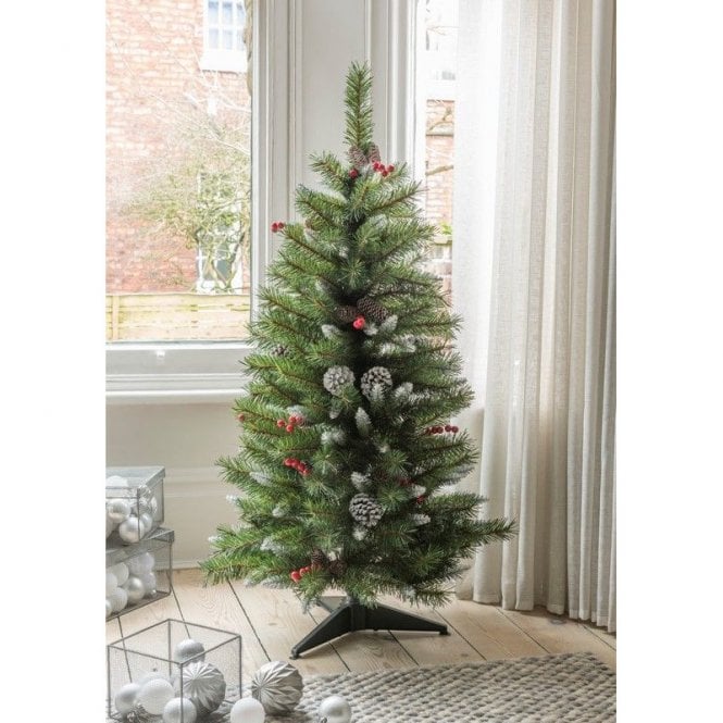4' Frosted Berry Tree In Burlap Base