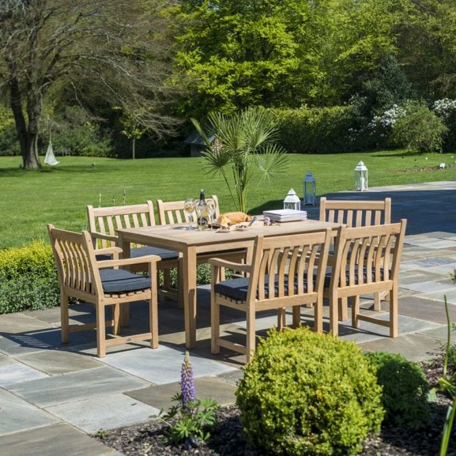 Alexander Rose Roble 6 Seater Dining Set with Broadfield Arm Chairs