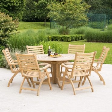 Roble 6 Seater Dining Set with Folding Arm Chairs