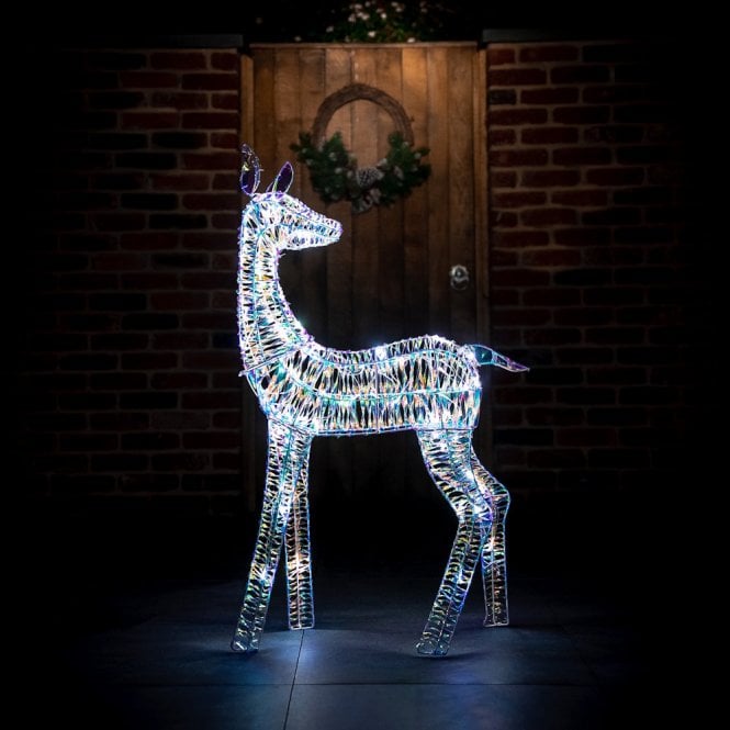 BOSK 110cm Standing Iridescent Reindeer With White LEDS
