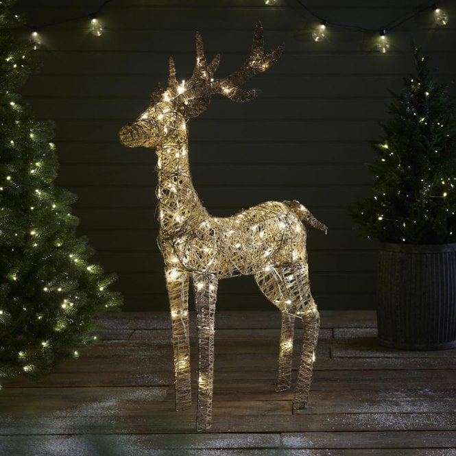 BOSK 125cm Glitter Gold Reindeer With Warm White LEDS