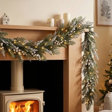 Alpine Frost 6ft x 12" Garland With Warm White LEDs