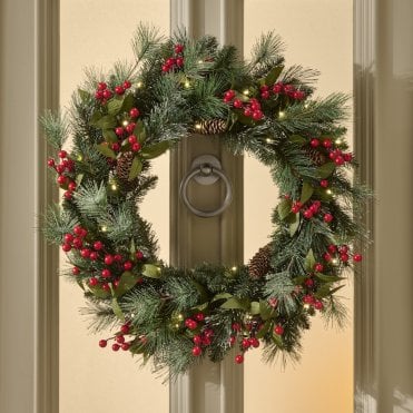 Brushed Berry Prelit 26" Wreath