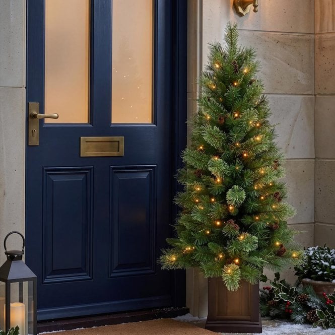 BOSK Cashmere Pine 4.5ft Potted Tree With Warm White LEDs