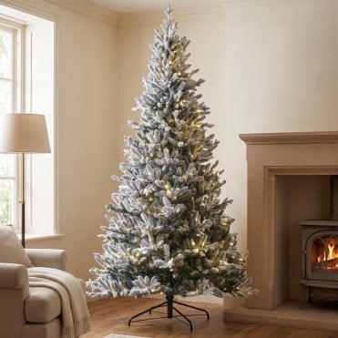 Frosted Dalton Fir 7.5ft Christmas Tree with Warm White LEDs + C7 Bulbs