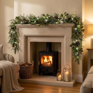 Mistletoe Pine 6ft x 10" Garland With Warm White LEDs