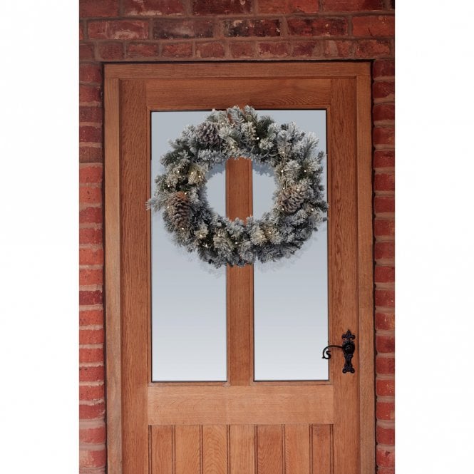 BOSK Snowy Winterfold Prelit Christmas Wreath