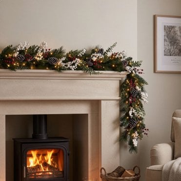 Winter Blush 6ft x 10" Garland With Warm White LEDs