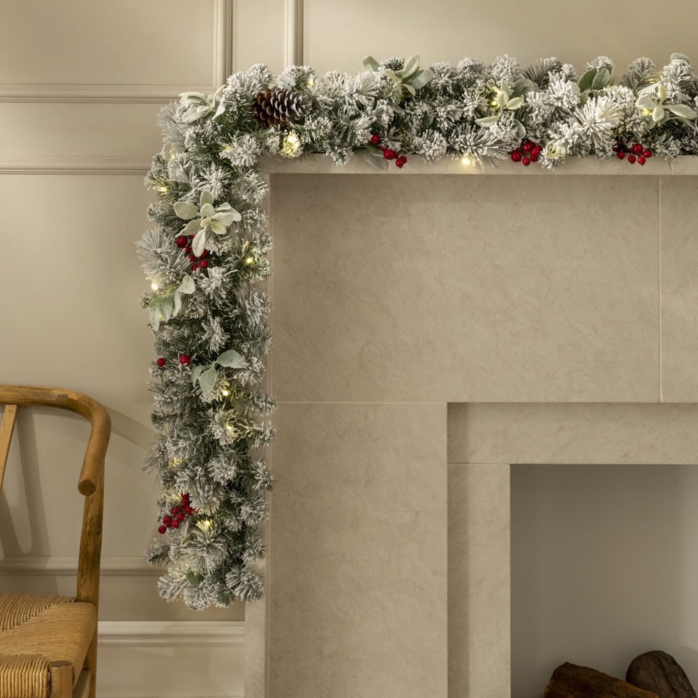 An image of BOSK Winter Solstice 6ft x 10" Garland with Warm White Prelit Bul