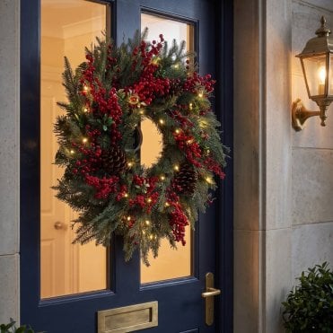 Yuletide Forest 26" Wreath with Warm White LEDs