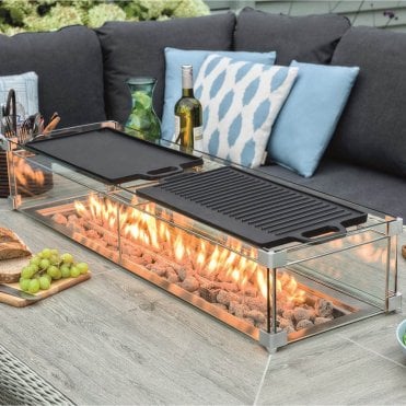 2 x Griddles with Brackets for Rectangle Firepit Table