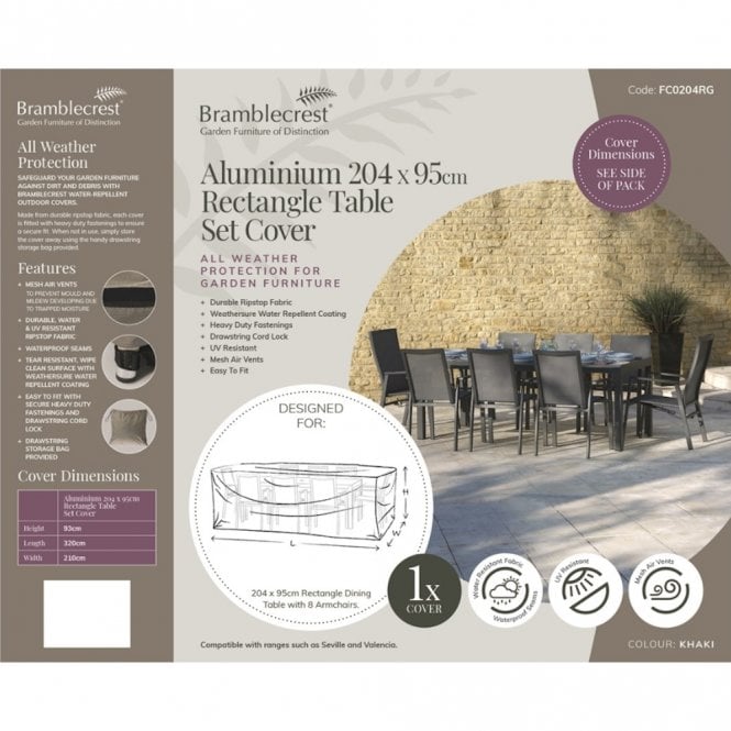 Bramblecrest 204 x 95cm Rectangle Table Set Cover - Khaki