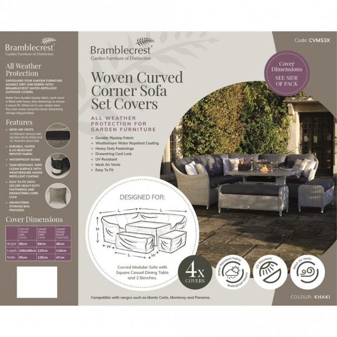 Bramblecrest Curved Corner Sofa Set Covers - Khaki