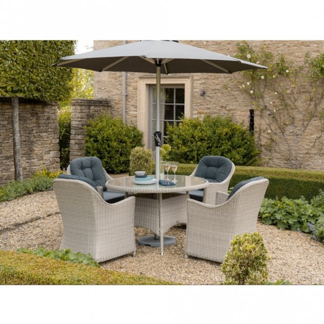 Bramblecrest Monterey 4 Seat Round Dining Set - Dove Grey