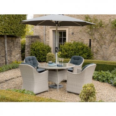 Monterey 4 Seat Round Dining Set - Dove Grey