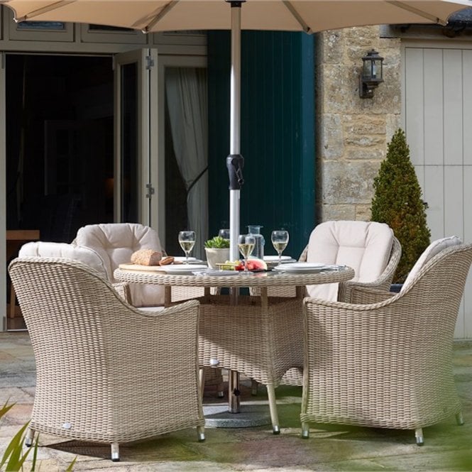 Bramblecrest Monterey 4 Seat Round Dining Set - Sandstone