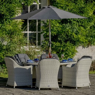 Monterey 6 Seat Elliptical Dining Set - Dove Grey