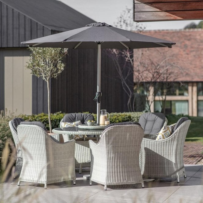 Bramblecrest Monterey 6 Seat Round Dining Set - Dove Grey