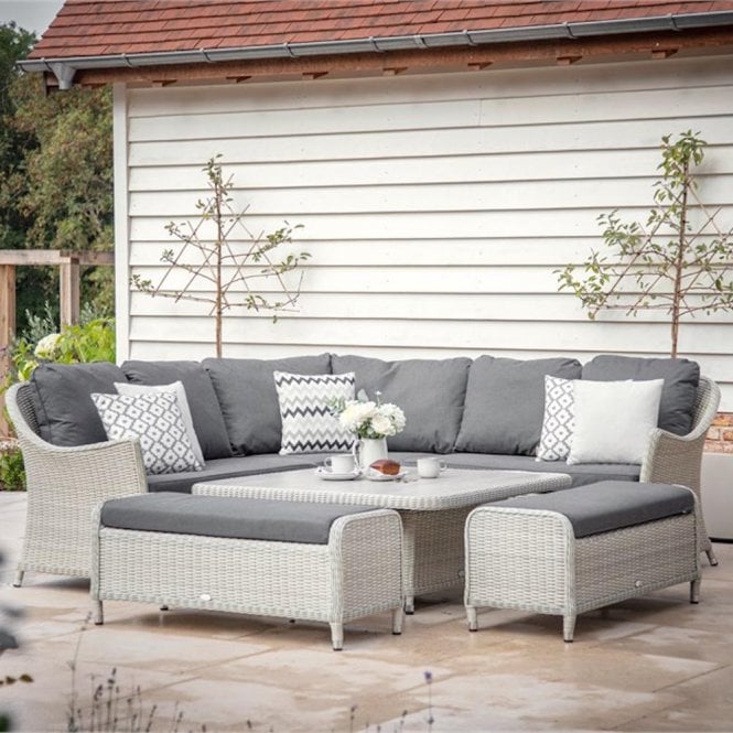 Bramblecrest Monterey Square Sofa with Ceramic Adjustable Table & 2 Benches - Dove Grey