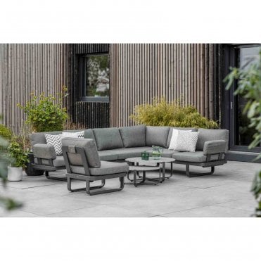Montpellier L-Shape Modular Sofa with Duo Coffee Table & Sofa Chair - Dark Grey