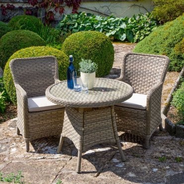 Patagonia 80cm Bistro Table with 2 Armchairs - Willow