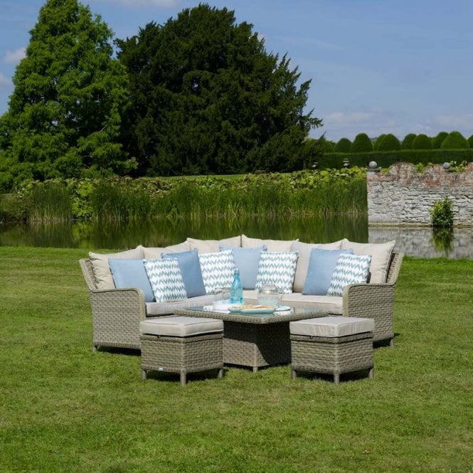 Bramblecrest Patagonia Mini Sofa with Adjustable Casual Dining Table & 2 Stools - Willow