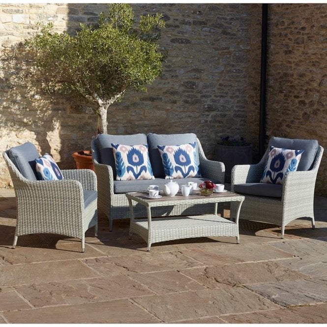 Bramblecrest Tetbury 2 Seat Sofa with 2 Sofa Armchairs and Coffee Table - Cloud