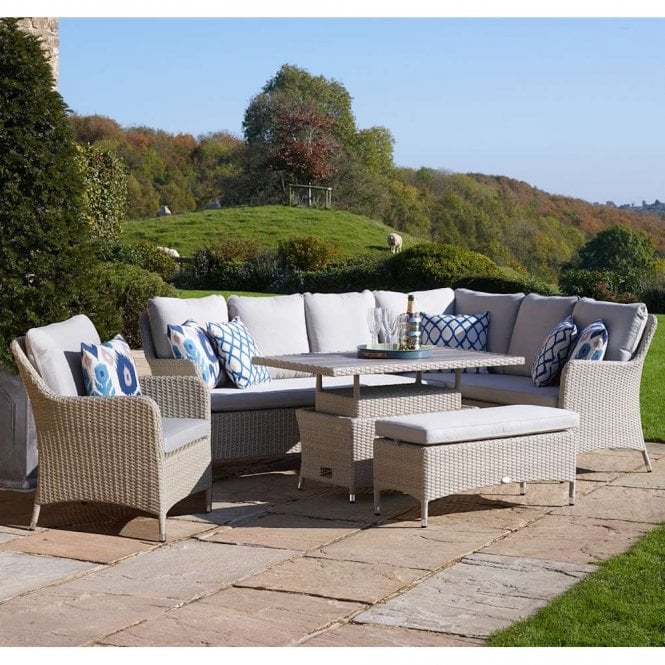 Bramblecrest Tetbury L-Shape Sofa with Adjustable Table, Armchair and Bench - Nutmeg