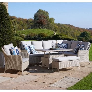 Tetbury L-Shape Sofa with Adjustable Table, Armchair and Bench - Nutmeg
