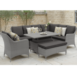 Bramblecrest Tetbury L-Shape Sofa With Rectangular Adjustable Table - Graphite