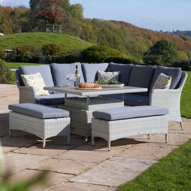 Bramblecrest Tetbury Square Sofa with Adjustable Table & 2 Benches - Cloud