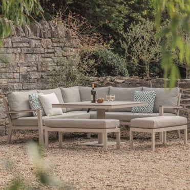 Zurich Modular Sofa with Square Tree-Free Adjustable Piston Casual Dining Table & 2 Benches - Mocha