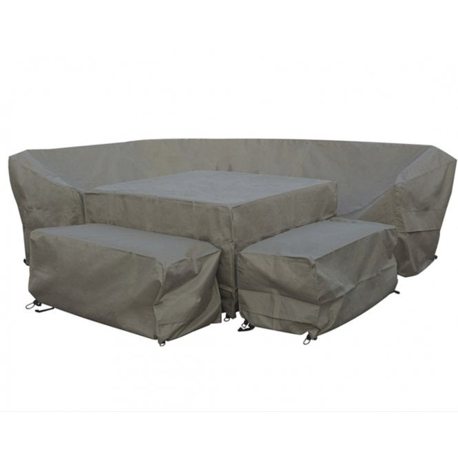 Bramblecrest Zurich Square Modular Sofa, 2 Benches and Square Piston Table Covers - Khaki
