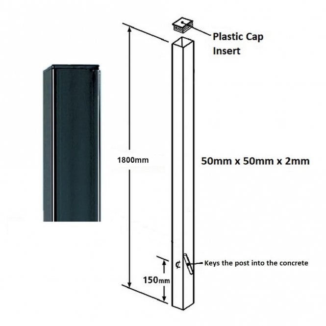 Burbage Flat Top Concrete In Metal Post 1.8m