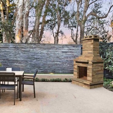 Light Stone Outdoor Wood Burning Fireplace