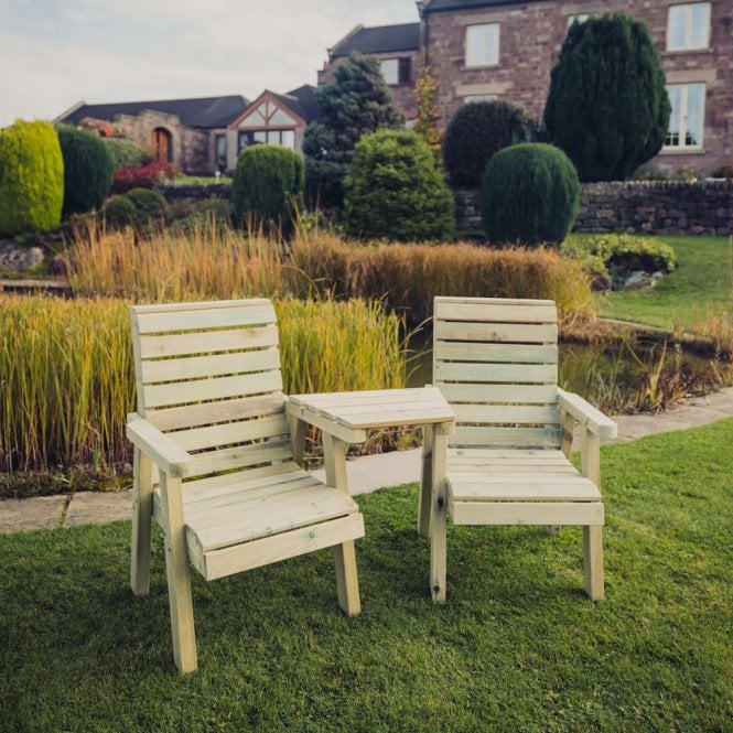 Churnet Valley Clover Love Seats With Angled Tray