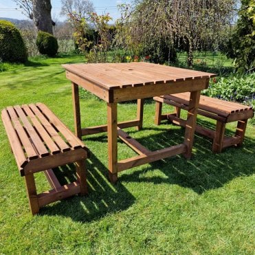 Contemporary Table and Bench Set - Sits 4