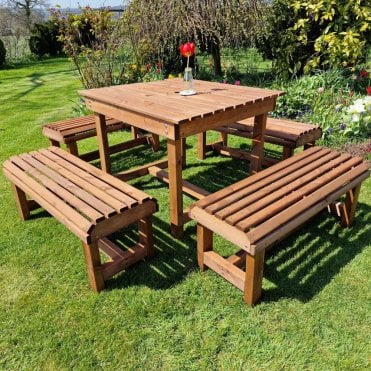 Contemporary Table And Bench - Sits 8