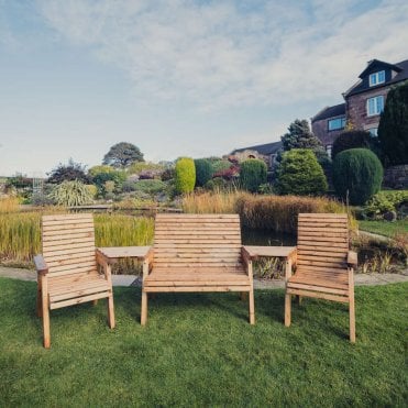 Valley 1 Bench and 2 Chair Set With Angled Tray