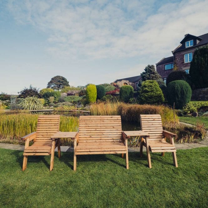 Churnet Valley Valley 1 Bench and 2 Chair Set With Straight Tray