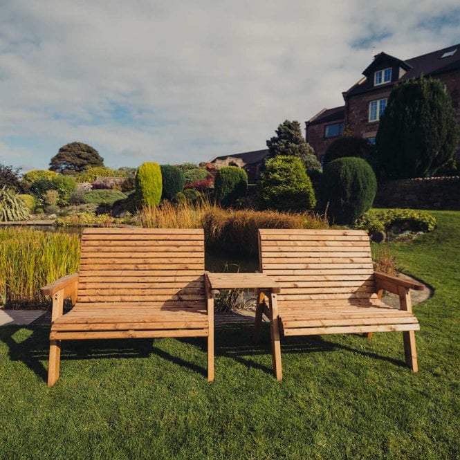 Churnet Valley Valley 4 Seater 2 Bench Set With Straight Tray