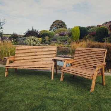Valley 5 Seater 2 Bench Set With Angled Tray
