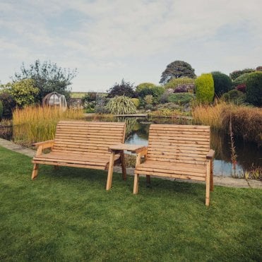 Valley 5 Seater 2 Bench Set With Straight Tray