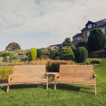 Valley 6 Seater 2 Bench Set With Angled Tray