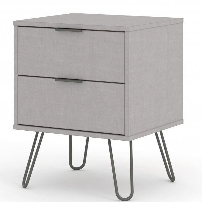 Core Augusta Grey 2 Drawer Bedside Cabinet