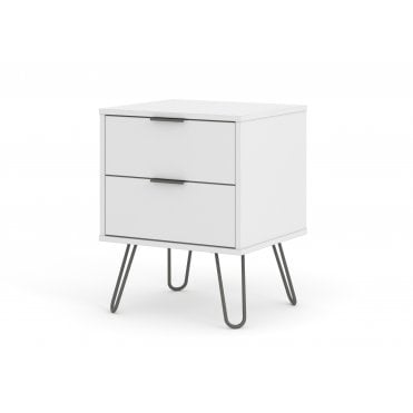 Augusta White 2 Drawer Bedside Cabinet
