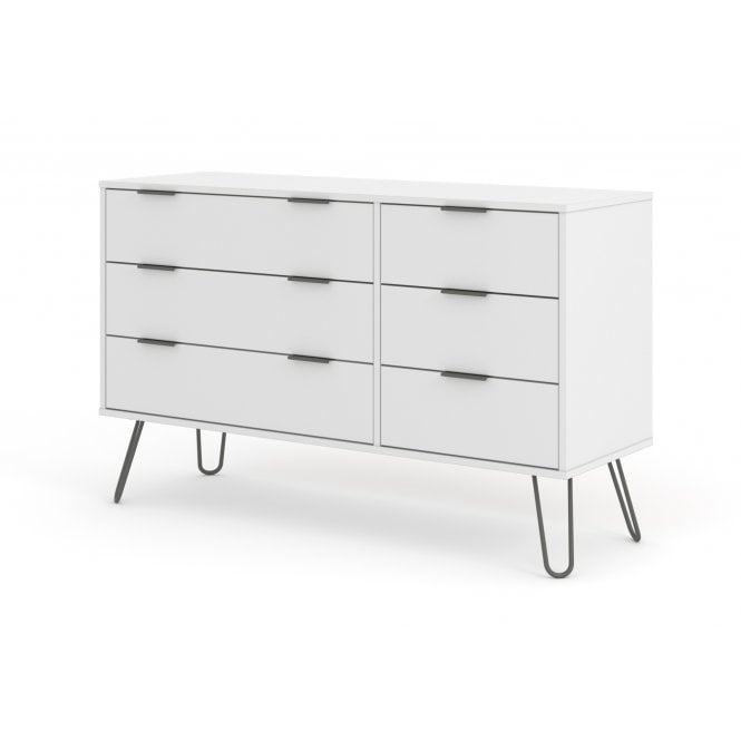 Core Augusta White 3+3 Wide Drawer Chest