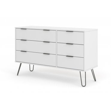 Augusta White 3+3 Wide Drawer Chest
