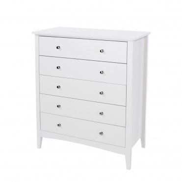 Como White 5 Drawer Petite Cabinet