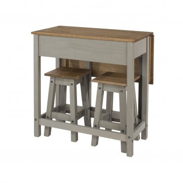 Corona Grey Drop Leaf Table & 2 Stools